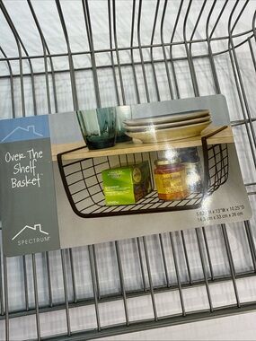 Spectrum Over-The-Shelf Wire Basket -under a shelf additional storage organizer